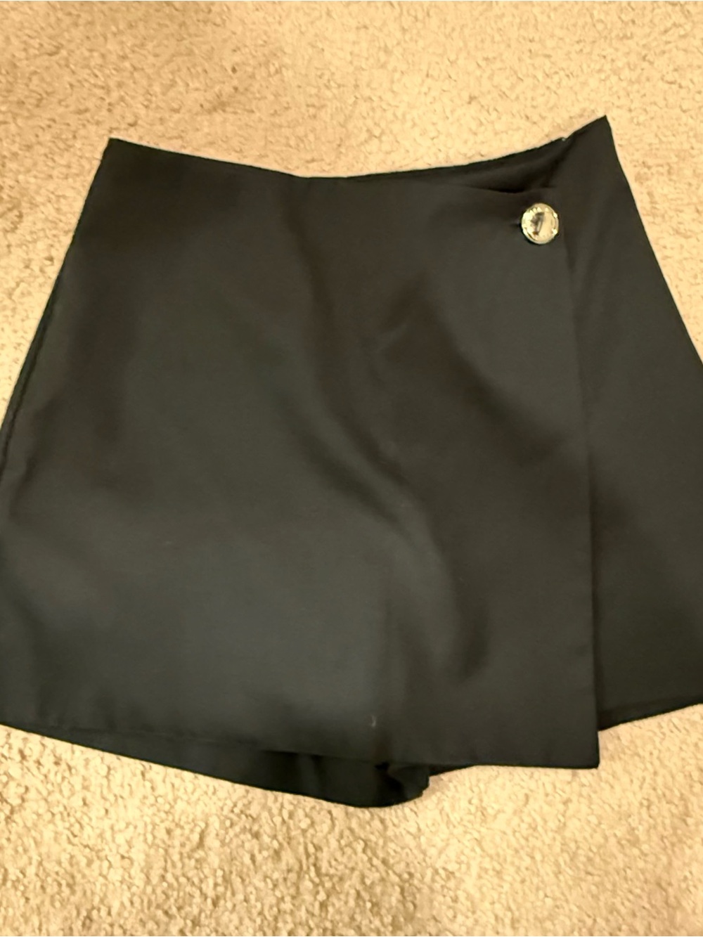 H&M Black Wrap Skort with Gold-Tone Decorative Button